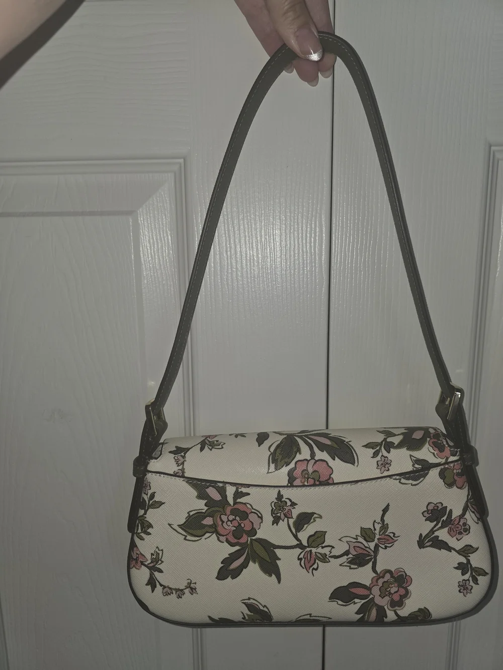 kate spade Cream Floral Shoulder Bag with Pink and Green Accents